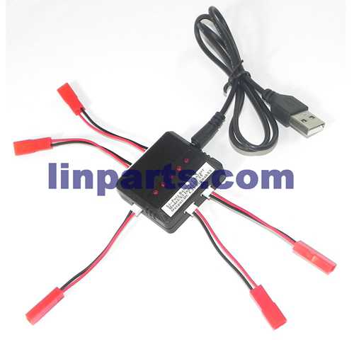 LinParts.com - WLtoys DV686 DV686G DV686K DV686J RC Quadcopte Spare Parts:USB Charger Kit /1 charging 5 Battery(Red JTS Interface)